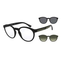 Óculos de grau Clip-on Emporio-Arma ni EA4152 - 52 - Preto fosco - 50421w
