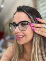 Óculos de Grau feminino duas cores verde e preto com detalhes dourados na armação Óculos de Grau feminino duas cores verde e preto com detalhes dourados na armação
