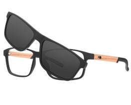 Óculos De Grau HB Clip On Switch 0538 Matte Black Wood Polarized Gray Óculos De Grau HB Clip On Switch 0538 Matte Black Wood Polarized Gray