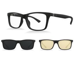 Óculos De Grau HB Clip On Switch 2 0481 Teen Matte Black Gray/Gamer