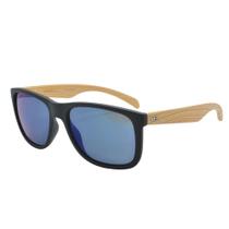 Óculos de Grau HB Masculino Ozzie 90140731 - Acetato Preto, Wood Print e Lente Azul Espelhado - Hb -