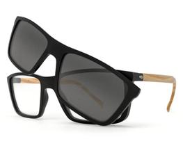 Óculos De Grau Hb Switch Clip On Matte Black Wood Polar Gray