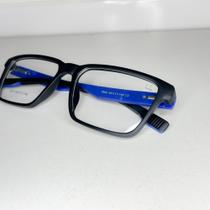 Óculos de Grau Masculino Armação Preta com Hastes Azuis