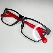 Óculos de Grau Masculino Armação Preta com Hastes Vermelhas Óculos de Grau Masculino Armação Preta com Hastes Vermelhas