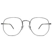 Óculos De Grau Metal Hexagonal Redondo Prateado Geométrico