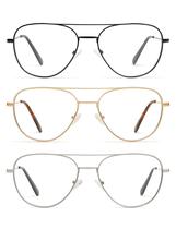 Óculos de leitura AMOMOMA Retro Aviator Blue Light Block, pacote com 3
