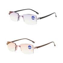 Óculos De Leitura Bifocais Unissex Anti Luz Azul 2 Pares Ampliação +150 a +200 Óculos Sem Armação