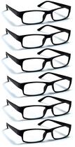 Óculos de leitura Boost Eyewear, pacote com 6, pretos, +2,25 com estojo