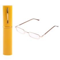 Óculos de leitura Conjunto de tubos de armazenamento unissex de 2 luz azul bloqueando uso de idosos para o camping ao ar livre portátil - amarelo - 150