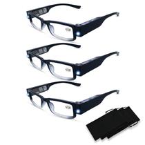 Óculos de leitura DuanMei com luzes e lupa, pacote com 3 Óculos de leitura DuanMei com luzes e lupa, pacote com 3