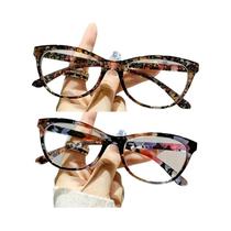 Óculos De Leitura Estilo Gato 2 Peças Anti-Luz Azul Moda De Verão Decoração Floral