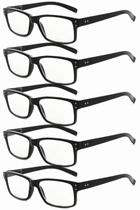 Óculos de leitura Eyekepper Classic para homens +2,50 pretos, pacote com 5 Óculos de leitura Eyekepper Classic para homens +2,50 pretos, pacote com 5