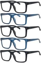 Óculos de leitura Eyekepper Square Large Frame +1,50, pacote com 5