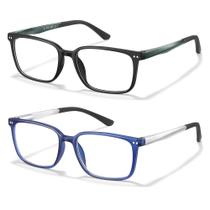 Óculos de Leitura EYEREZI Quadrado TR90 com Filtro de Luz Azul 1,5x Pacote com 2 Óculos de Leitura EYEREZI Quadrado TR90 com Filtro de Luz Azul 1,5x Pacote com 2