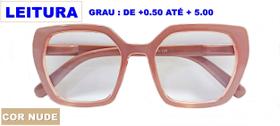 Óculos De Leitura Feminino Grande Quadrado Premium Com Grau Para Perto Descanso de +0.50 até + 5.00