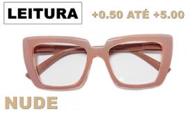 Óculos De Leitura Feminino Grande Quadrado Premium Com Grau Para Perto Descanso de +0.50 até + 5.00