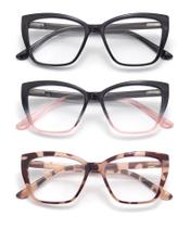 Óculos de leitura FoxMook Oprah Style Frame para mulheres, pacote com 3