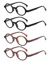 Óculos de leitura JM Retro Round Spring Hinge +3.0, conjunto de 4