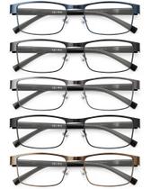 Óculos de leitura JOLISU Blue Light Blocking Metal Frame 5PCS