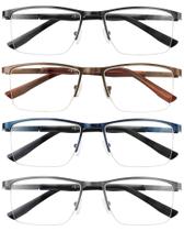 Óculos de leitura JOLISU para homens com bloqueio de luz azul, pacote com 4 Óculos de leitura JOLISU para homens com bloqueio de luz azul, pacote com 4