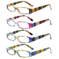 Óculos de leitura Kerecsen Women 4 pares Fashion 2.5 Magnification