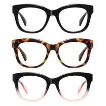 Óculos de leitura kunchu Oprah Blue Light 1.5X para mulheres, pacote com 3
