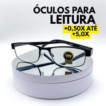 Óculos de Leitura Metálico Grafite com Lente de Grau +0.50 até +5.00 Óculos Pronto para Vis