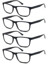 Óculos de leitura OLOMEE Oversized Large Square 1,75 pretos, pacote com 4