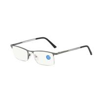 Óculos De Leitura Para Homens Idosos, Estilo Empresarial, HD, Anti-luz Azul, Meia Armação De Metal