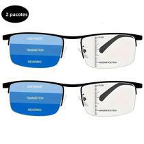 Óculos De Leitura Progressivos Multifocais Com Bloqueio De Luz Azul Lentes Acrílicas Armação PC Meio