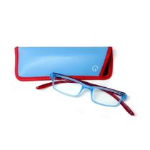 Óculos de leitura pronto retangular azul / marrom