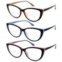 Óculos de Leitura Ryegis Bifocal Estilo Gatinho com Bloqueio de Luz Azul 3.0 Óculos de Leitura Ryegis Bifocal Estilo Gatinho com Bloqueio de Luz Azul 3.0