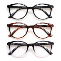 Óculos de leitura SIGVAN, pacote com 3 unidades, Spring Hinge, preto/tartaruga