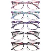 Óculos de leitura STASTEND Blue Light Blocking, pacote com 5 unidades femininas