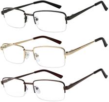 Óculos de leitura Success Eyewear Half Rim Metal +3, conjunto de 3