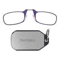 Óculos de leitura ThinOptics 44 mm, chaveiro unissex roxo