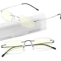 Óculos de leitura TOVEEN Titanium Rimless Blue Light UV +0.5