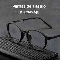 Óculos De Leitura Unissex Ultraleves De Liga De Titânio TR90 Retrô Redondos Anti Luz Azul Para