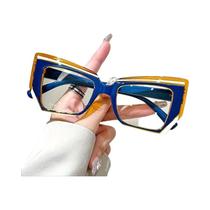 Óculos De Leitura Vintage Oversized Estilo Gato Com Armação Geométrica, Lentes Claras De PC Com