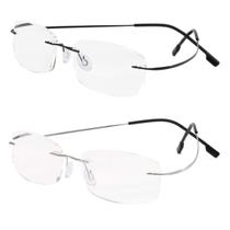 Óculos de leitura Viseng Rimless Titanium Metal +2.5, conjunto de 2