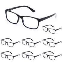 Óculos de leitura WALMXX Blue Light Blocking, pacote com 8 unidades, pretos