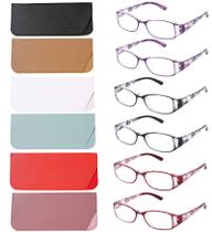 Óculos de leitura WALMXX Fashion Women Anti-Blue Light, 6 pares Óculos de leitura WALMXX Fashion Women Anti-Blue Light, 6 pares