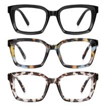 Óculos de leitura XVXV Blue Light Blocking Spring Hinge, pacote com 3