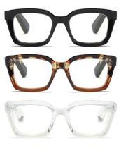 Óculos de leitura ZXYOO Oversize Square Design, pacote com 3 unidades femininas