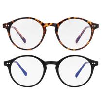 Óculos de luz azul Gleyemor Vintage Round para homens e mulheres