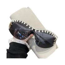 Óculos De Moda Femininos Com Grande Armação, Incrustados Com Pérolas, Estilo Trendy Y2K, Presente De