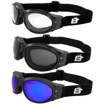 Óculos de motociclismo Birdz Eyewear acolchoados, 3 pares Óculos de motociclismo Birdz Eyewear acolchoados, 3 pares