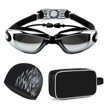 Óculos De Natação Bolsa Touca Competição Treinamento Ampla Visão