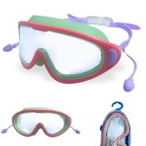 Oculos de Natacao com Bandana Protecao Uv/ Antiembacante Rosa e Verde Mergulho Piscina Master Mor