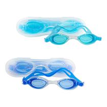 Óculos de Natação com Estojo Plástico e Tampão de Ouvidos - Azul/Azul Claro Sortidos